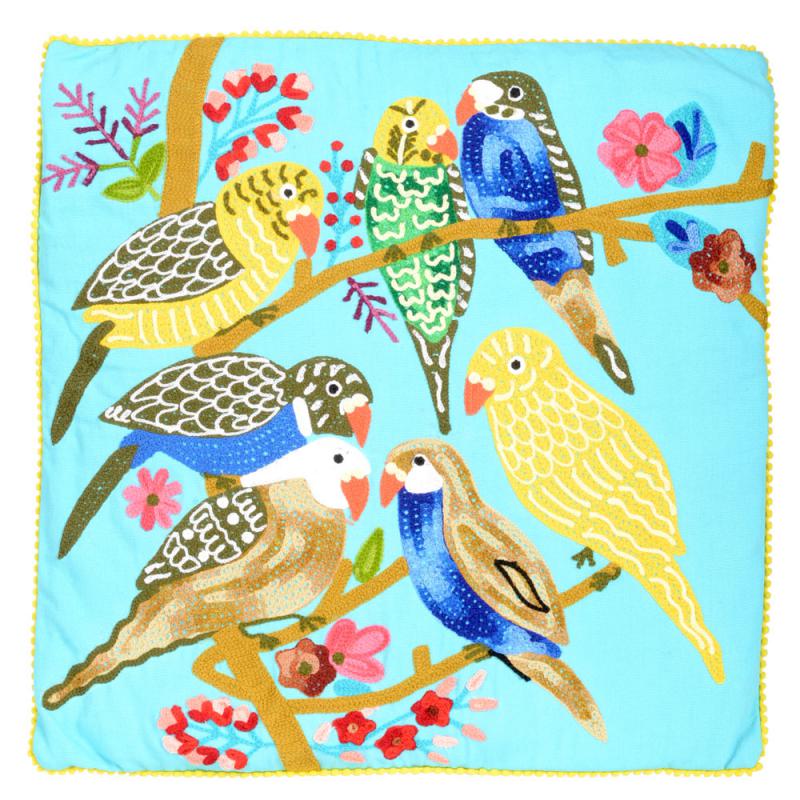 LIGHT BLUE BIRDS PILLOW