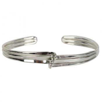 THREE BAND SILVER BANGLE BRACELET