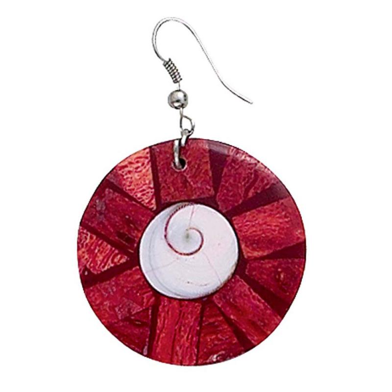 RED MOONSHELL BEADED EARRINGS