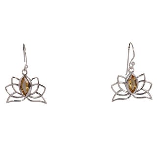 SINGLE STONE CITRINE LOTUS EARRING