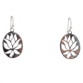 LOTUS SILVER OVALEARRINGS