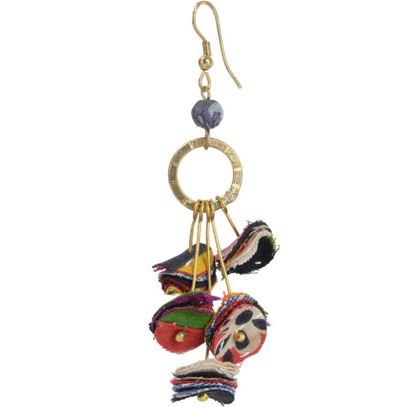 FABRIC EARRING WITH DANGLE PINS