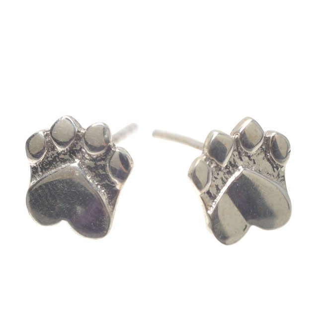 PAW PRINT SILVER STUDS