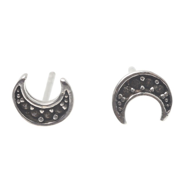 ANTIQUED MOON SILVER STUDS
