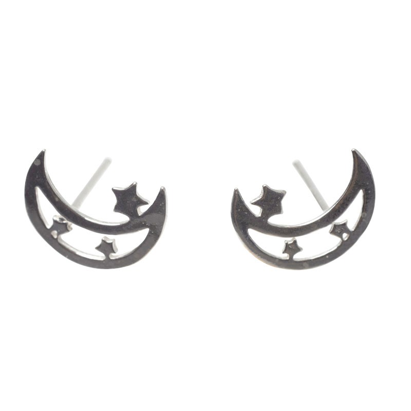 CRESCENT MOON SILVER STUDS