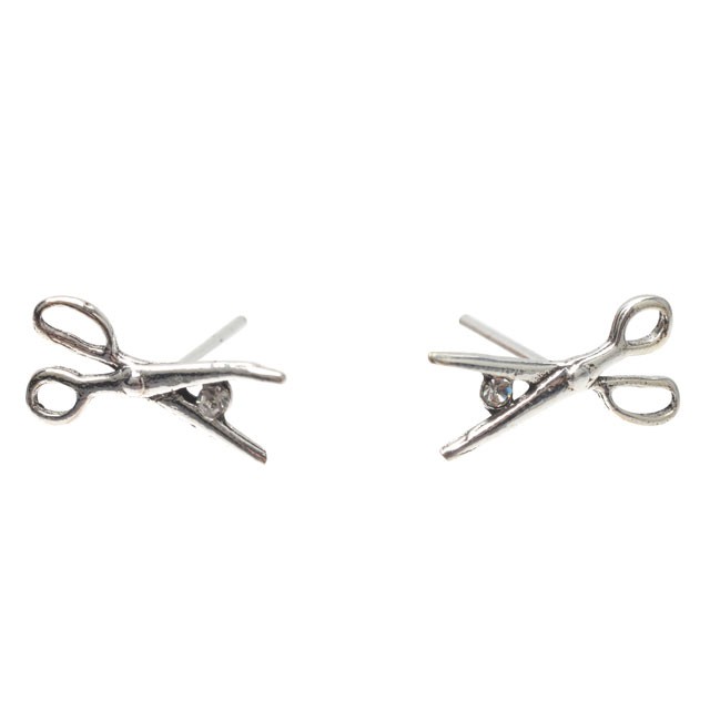 SCISSORS SILVER STUDS