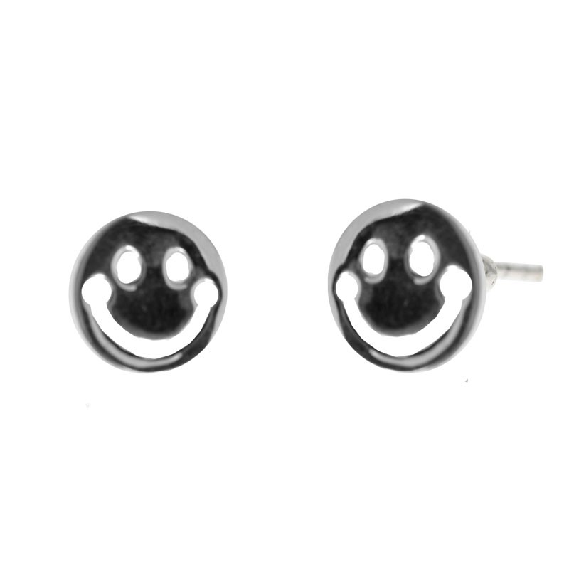 SMILEY FACE SILVER STUDS