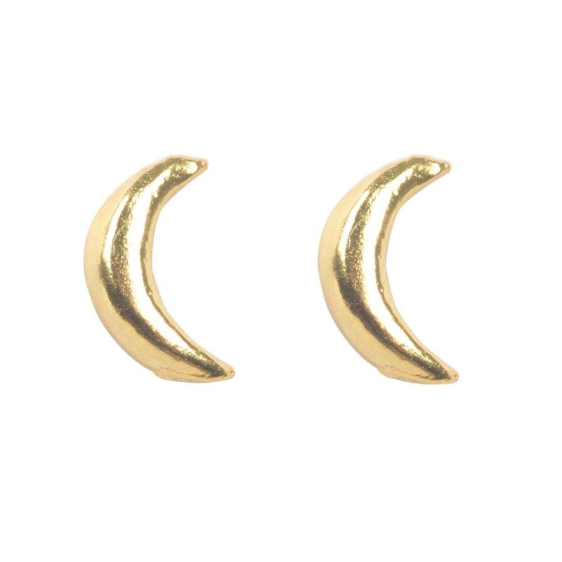 STERLING GOLD STUDS SMALL MOON