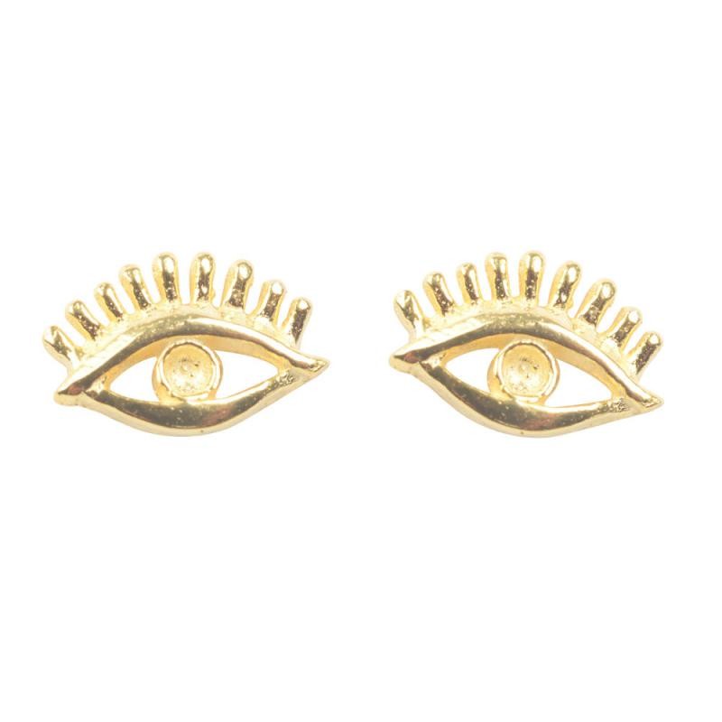 STERLING GOLD STUDS EVIL EYE