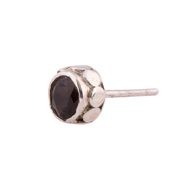 ROUND SMOKEY FACETED STUD