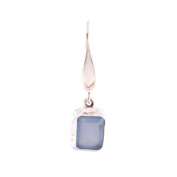 CHALCEDONY EMERALD CUT EARRING