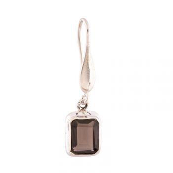 SMOKEY QUARTZ EMERALD CUT EARRING