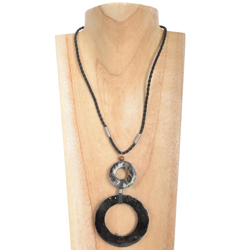 BLACK DOUBLE CIRCLE NECKLACE