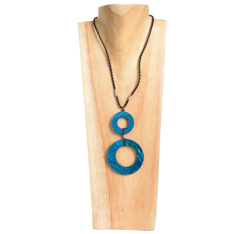 BLUE DOUBLE CIRCLE NECKLACE