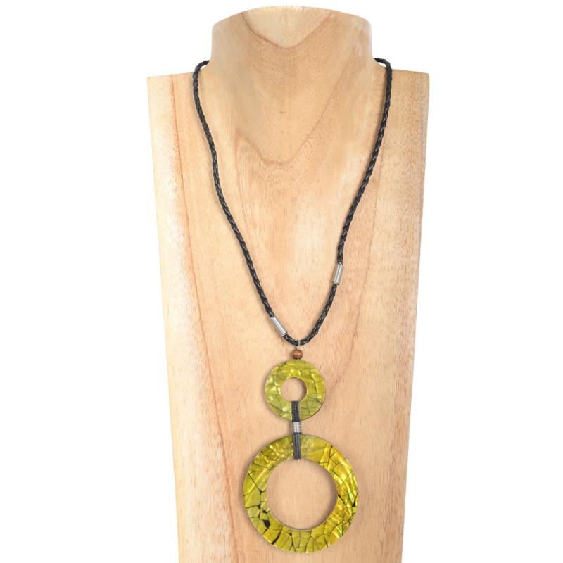 GREEN DOUBLE CIRCLE NECKLACE