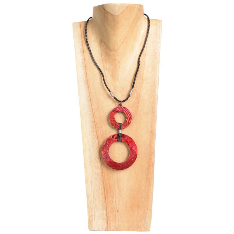 RED DOUBLE CIRCLE NECKLACE