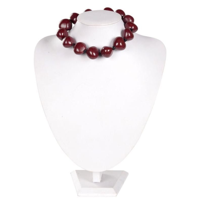 CRANBERRY SHORT KUKUI NUT NECKLACE