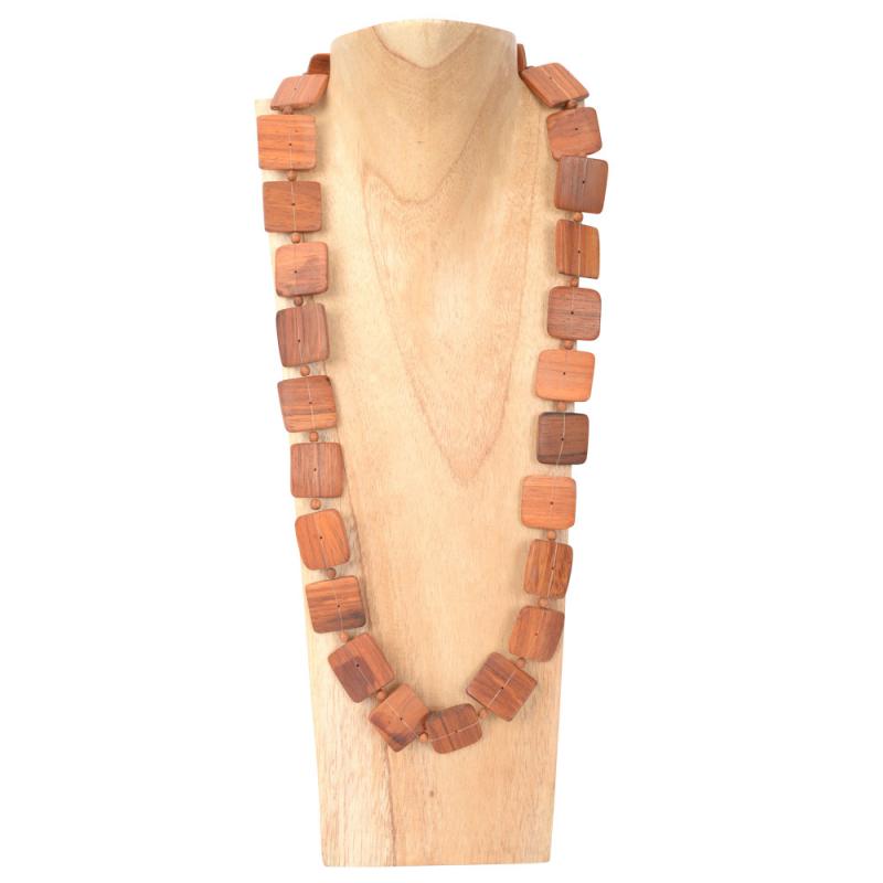 WOOD NECKLACE SQUARE WITH BEADS 36