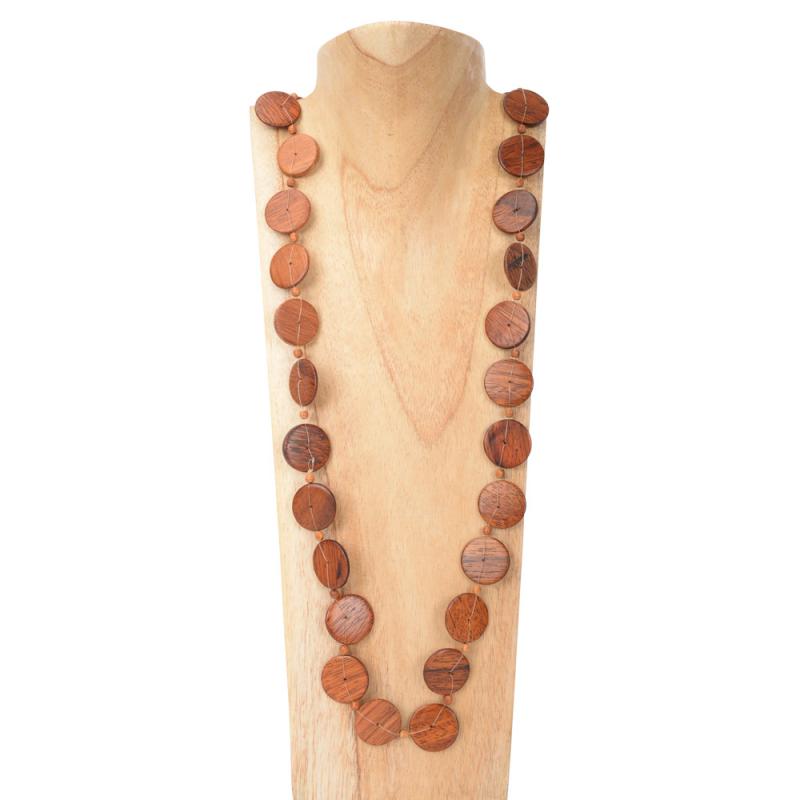 WOOD NECKLACE ROUND WITH BEADS 36