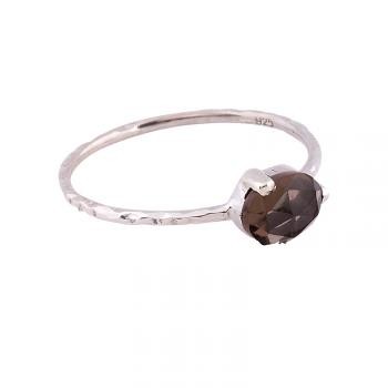 3 PRONG SOLITAIRE SMOKEY QUARTZ RING