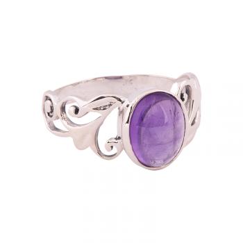 OVAL SCROLLED SHANK AMETHYST RING