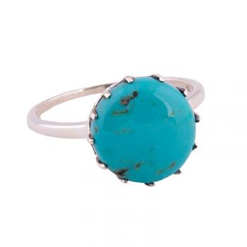 12 PRONG LARGE ROUND TURQUOISE RING