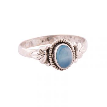 OVAL LEAF SIDE CHALCEDONY RING
