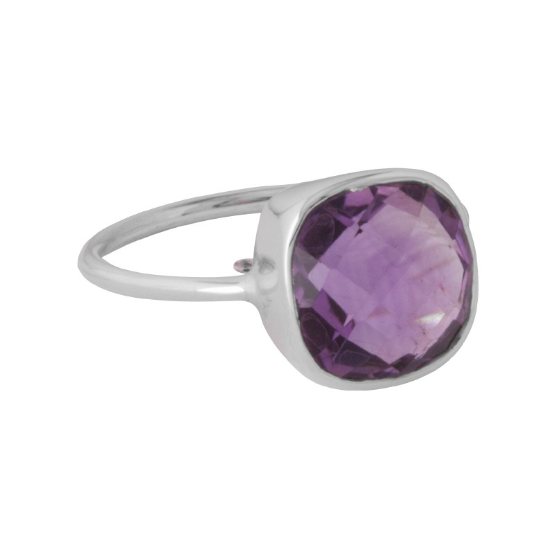 LARGE SQUARE STONE AMETHYST RING