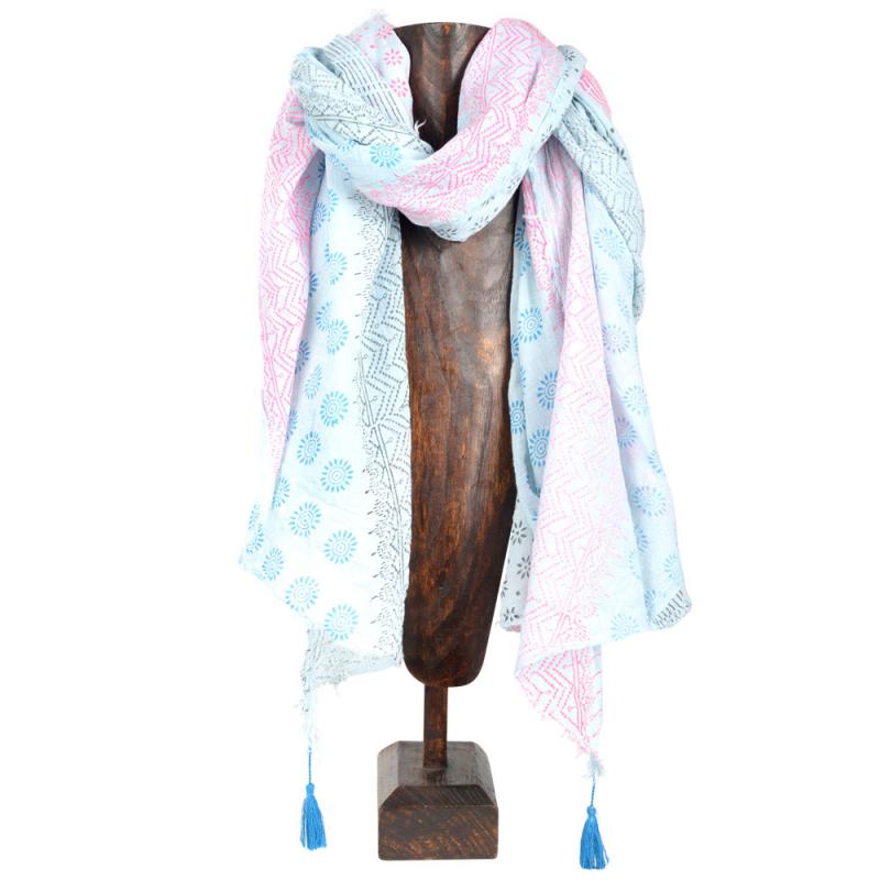BLUE, PINK AND GRAY SCARF