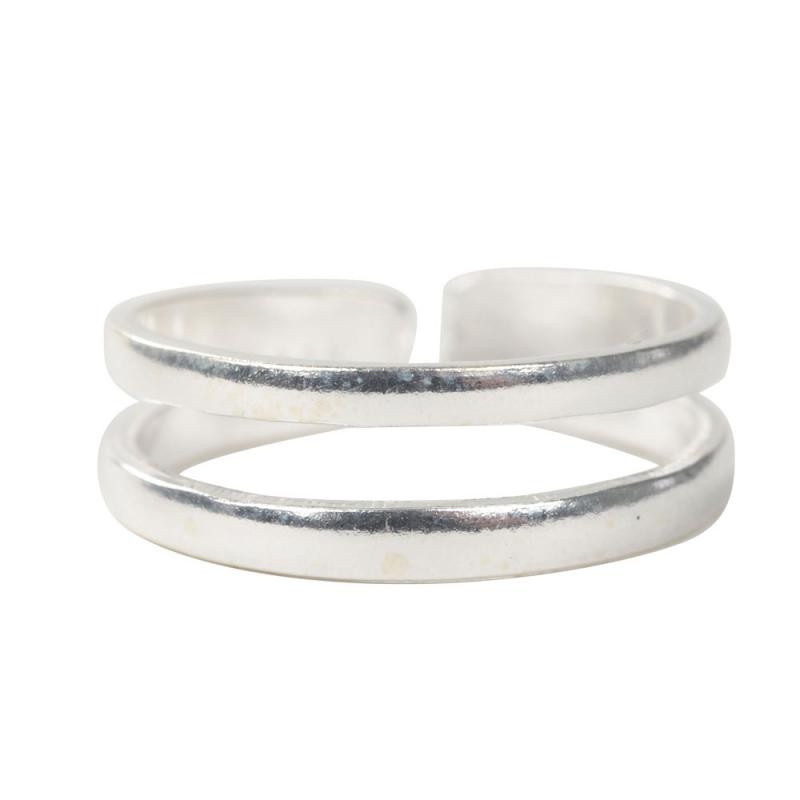 SILVER DOUBLE PLAIN TOE RING