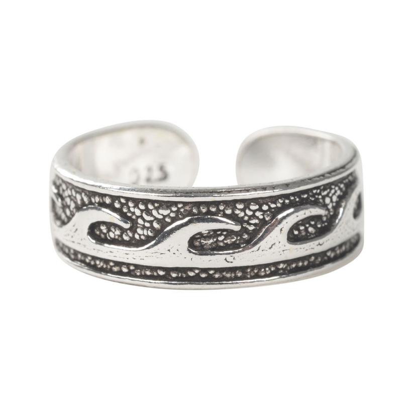 SILVER WAVES BAND TOE RING