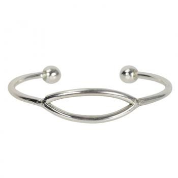 SILVER ROUND BANGLE WITH OVAL INSERT