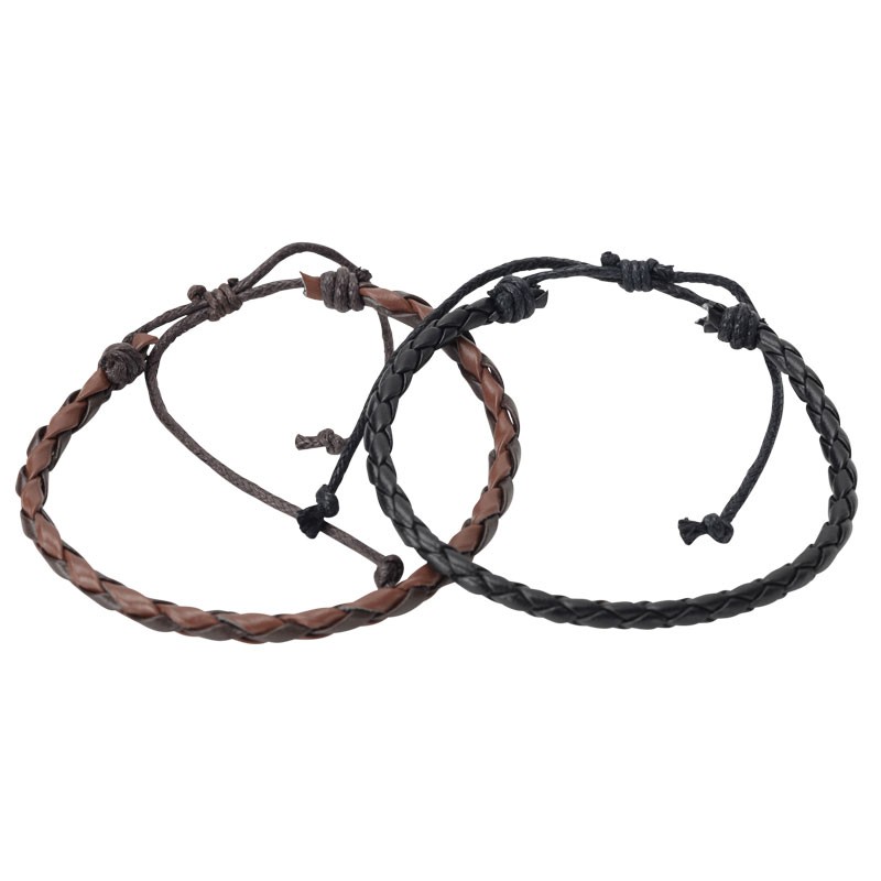 Mens thin leather bracelet sale