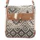 BLACK AND BROWN PATTERN CROSSBODY WITH TUCK LOCK CLOSURE