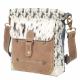 DEER PRINT CANVAS SHOULDER BAG WITH COWHIDE POCKET 1