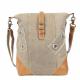 PLAIN CANVAS & LEATHER CROSSBODY BAG WITH BUCKLE