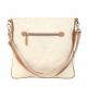 CREAM SHOULDER BAG WITH COWHIDE TRIM AND FLOWERS 2