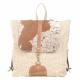 CREAM BACKPACK WITH COWHIDE FLAP