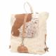 CREAM BACKPACK WITH COWHIDE FLAP 1