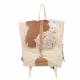 CREAM BACKPACK WITH COWHIDE FLAP 3