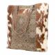 BROWN TOTE WITH DESIGNED FRONT AND COWHIDE SIDES 1