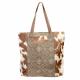 BROWN TOTE WITH DESIGNED FRONT AND COWHIDE SIDES 3