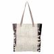 GEOMETRIC FRONT PANEL TOTE BAG WITH COWHIDE 3