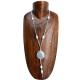 SUEDE LONG NECKLACE WITH PEARLS AND AGATE 1
