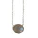SILVER NECKLACE WITH CRYSTAL OVAL PENDANT 4